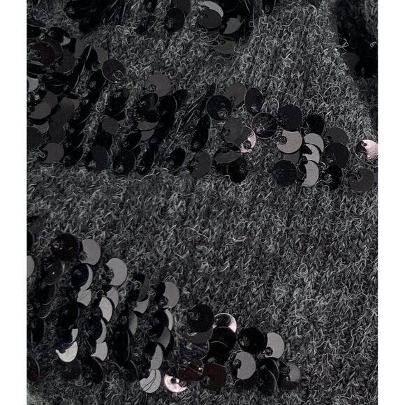 Simon Chang Womens Sz M Heathered Gray Black Sequin Ribbed Sweater Dress Shift - Picture 7 of 8